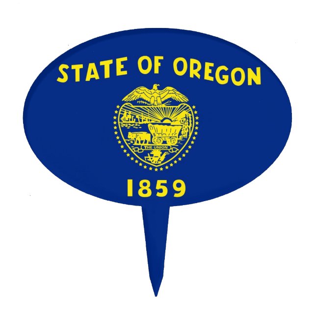 Cake Topper with Flag of Oregon, USA (Front)