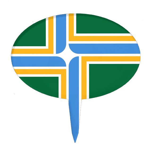 Cake Topper with Flag of Portland City, Oregon (Front)