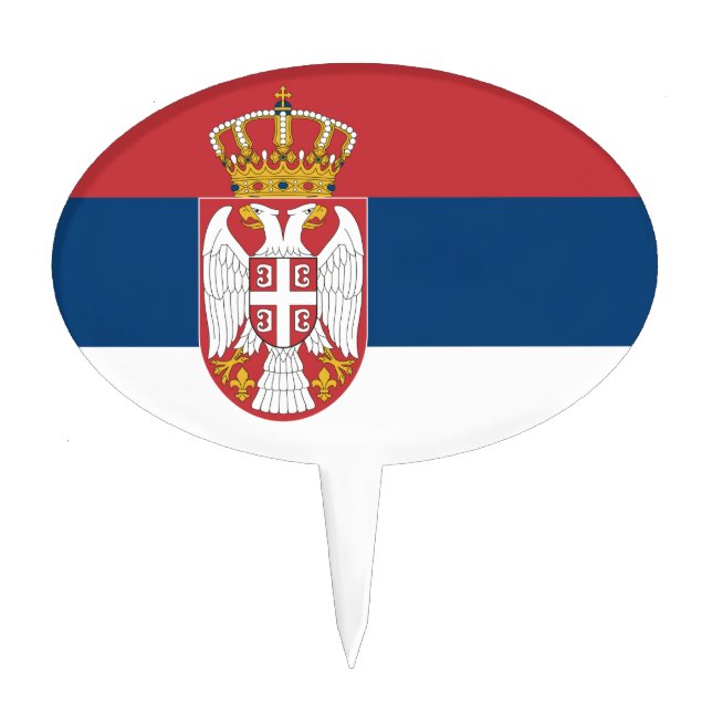 Cake Topper with Flag of Serbia (Front)