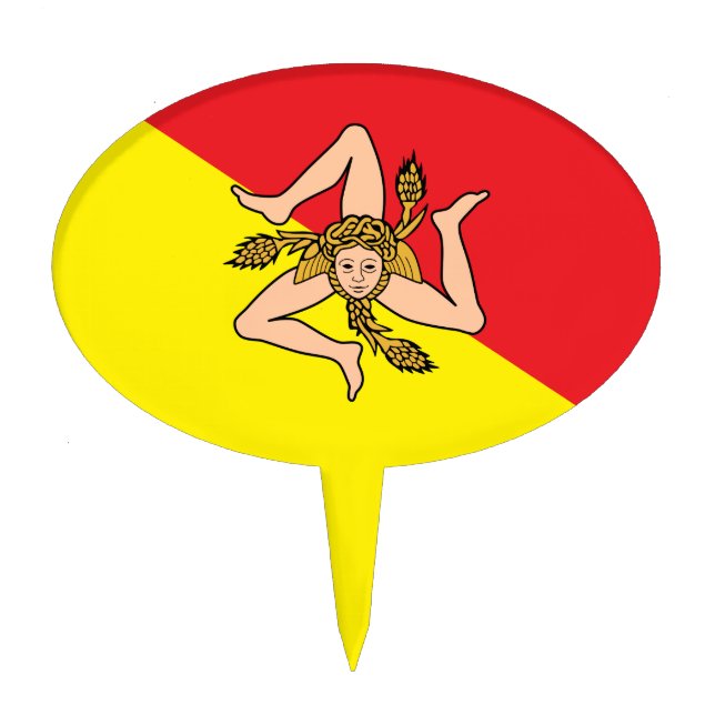 Cake Topper with Flag of Sicily, Italy (Front)
