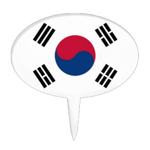 Cake Topper with Flag of South Korea