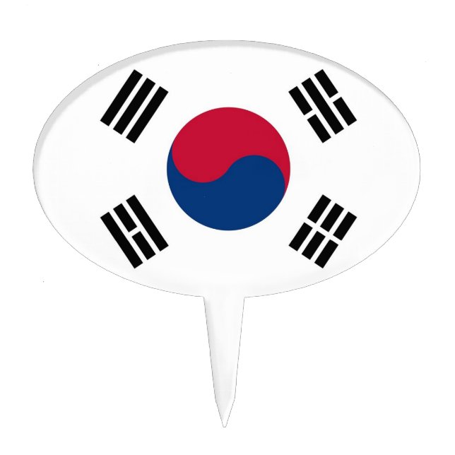 Cake Topper with Flag of South Korea (Front)