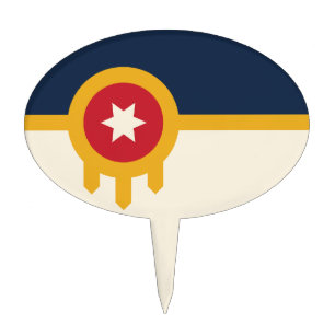 Cake Topper with Flag of Tulsa, Oklahoma