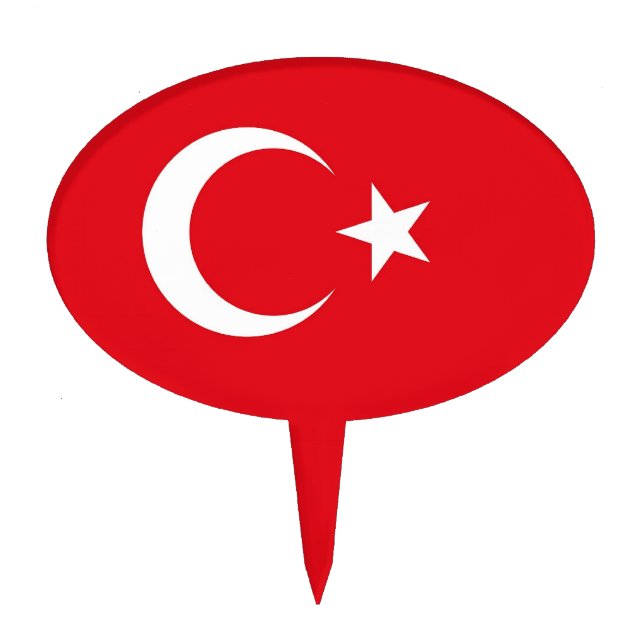 Cake Topper with Flag of Turkey (Front)