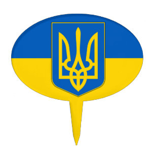 Cake Topper with Flag of Ukraine