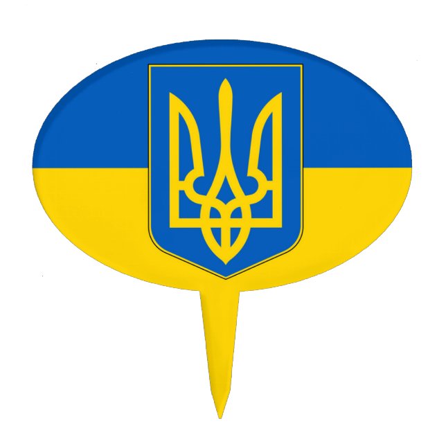 Cake Topper with Flag of Ukraine (Front)
