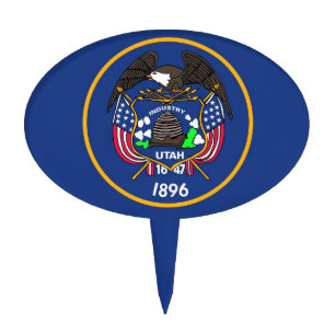 Cake Topper with Flag of Utah, USA