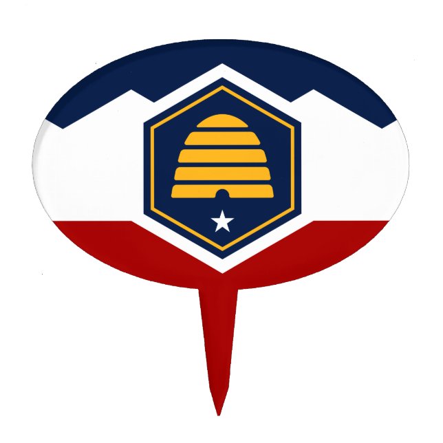 Cake Topper with Flag of Utah, USA (Front)