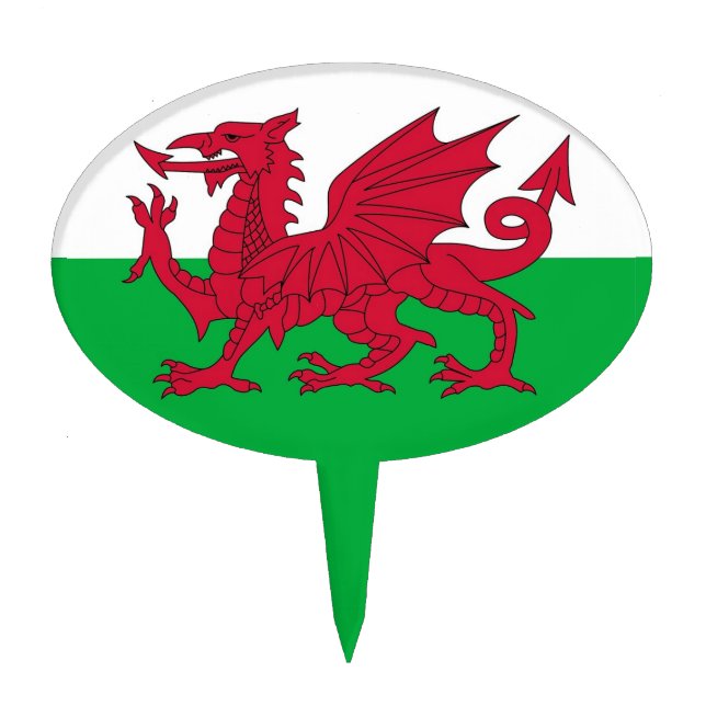 Cake Topper with Flag of Wales (Front)