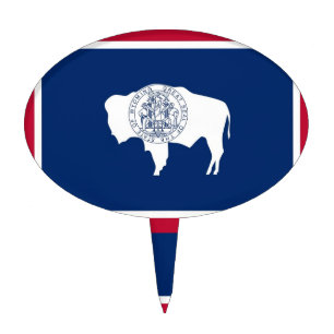 Cake Topper with Flag of Wyoming, USA