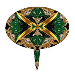 Cake Topper with Jamaican Colors Design