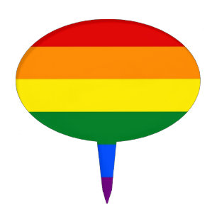 Cake Topper with LGBT Rainbow Pride Flag