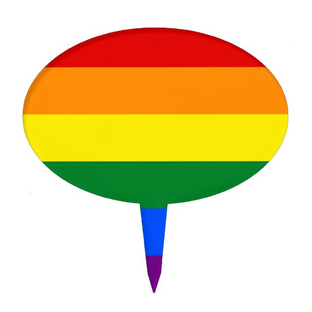 Cake Topper with LGBT Rainbow Pride Flag (Front)