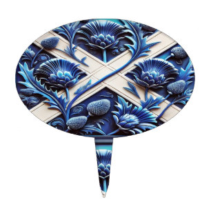 Cake Topper with Scottish Thistles Design