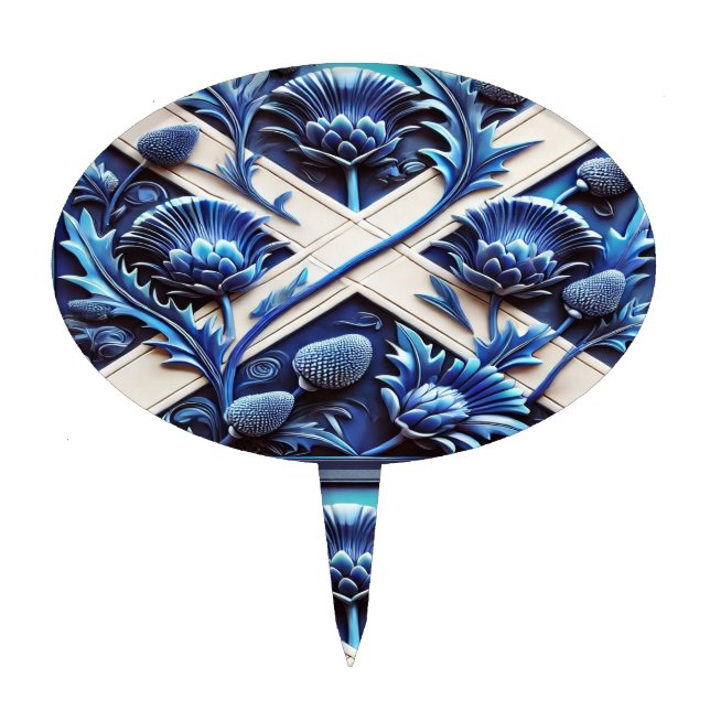 Cake Topper with Scottish Thistles Design (Front)