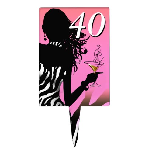 CAKE TOPPER Zebra 40th Birthday Diva _ pink