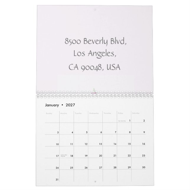 Cake watercolor Business Calendar (Jan 2027)