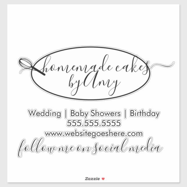 Cake Whisk Circular Logo Bakery Business Car  Sticker (Sheet)