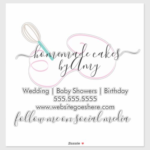 Cake Whisk Hand Drawn Logo Bakery Business Car Sticker