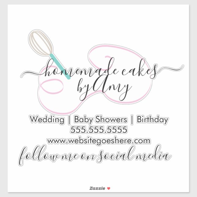 Cake Whisk Hand Drawn Logo Bakery Business Car Sticker (Sheet)