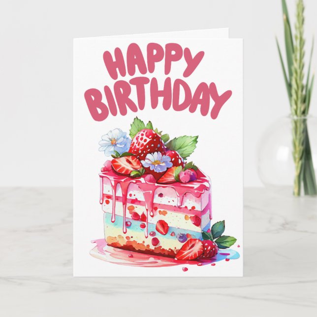 Cake Wishes Birthday Card and coloring page (Front)