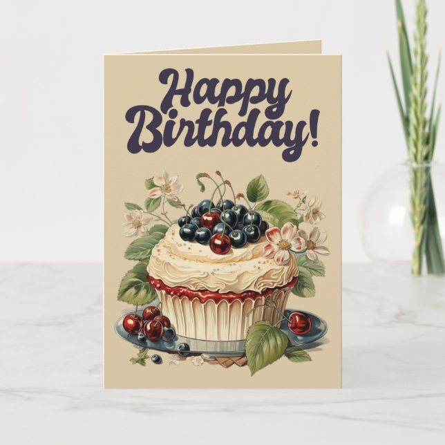 Cake Wishes Birthday Card and coloring page (Front)