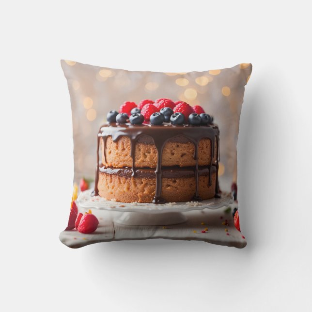Cake With Berries On Top Throw Pillow (Front)