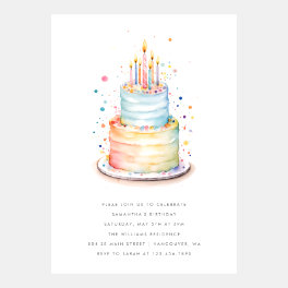 Cake with Candles Birthday Invitation