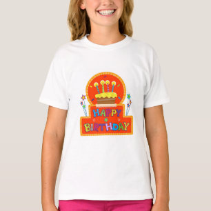 Cake with Candles, on Top of a Colorful T-shirt