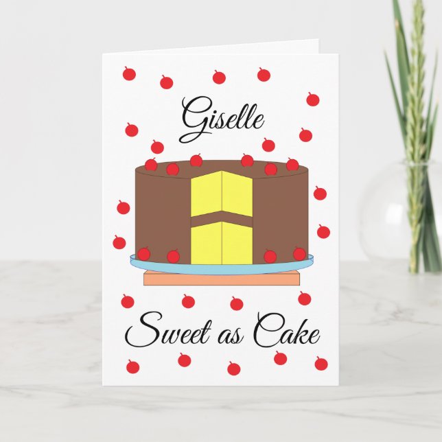 Cake with Cherries:  White Blank Card (Front)