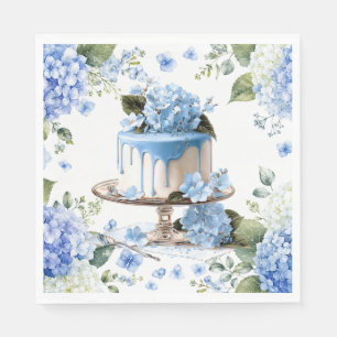 Cake with Hydrangea Flowers Napkins