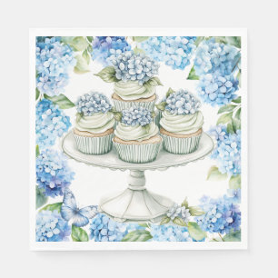 Cake with Hydrangea Flowers Napkins