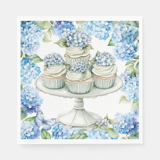 Cake with  Hydrangea Flowers Napkins (Front)