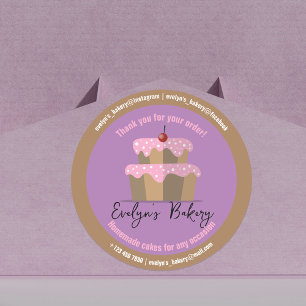 Cake With Pink Frosting Cherry Homemade Bakery Classic Round Sticker