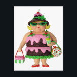 Cake Woman Postcard<br><div class="desc">Clay figure wearing cake dress made using polymer clay that is baked in an oven and painted with acrylics.  The final product is photographed and digitally enhanced.</div>