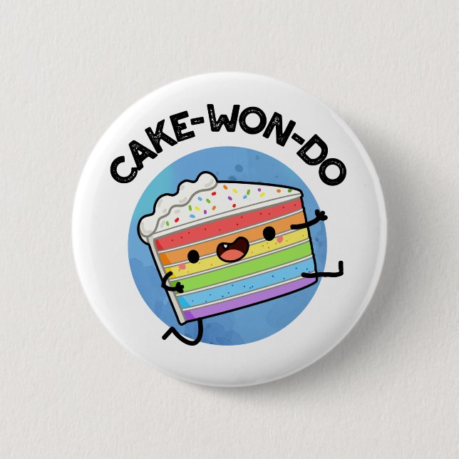 Cake-won-do Funny Taekwondo Cake Pun  Button (Front)