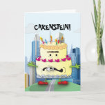 Cakenstein! Birthday Card<br><div class="desc">Thank you for your interest in the Flippity Trippity Zazzle Store. Please feel free to contact me should you have any questions, if would like changes to the design colors, or if you require a coordinating piece that you do not see posted in my shop. E-mail me at sadlittleboydesigns@gmail.com with...</div>