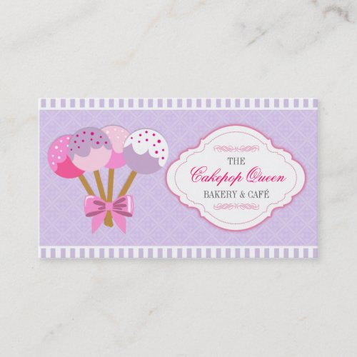 Cakepop Queen Bakery Lavender and Fuchsia Business Card