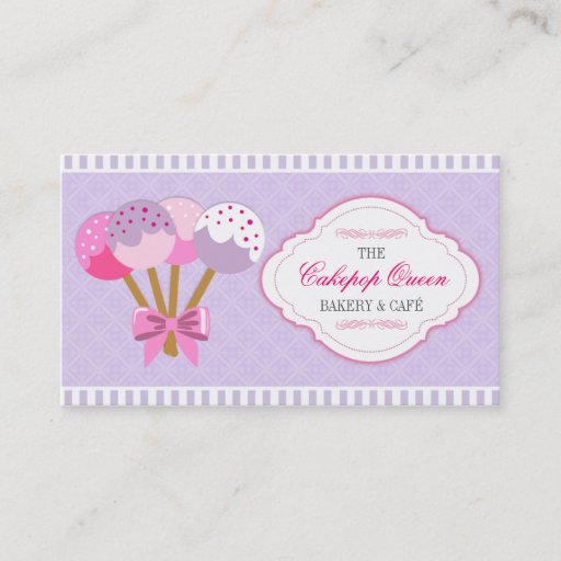 Customizable Cakepop Queen Bakery Lavender and Fuchsia Business Card
