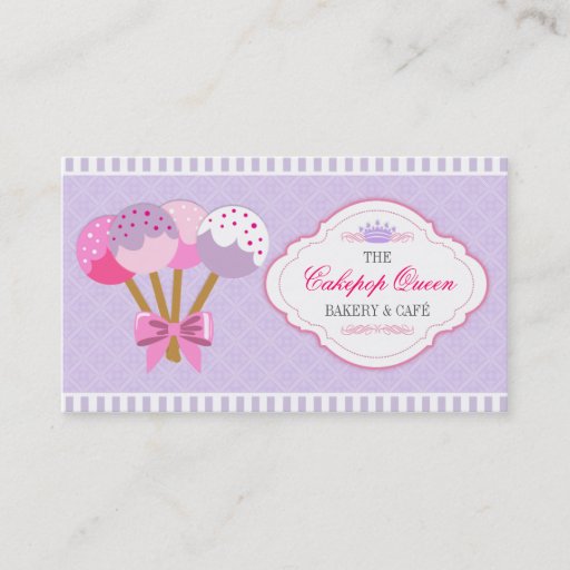 Customizable Cakepop Queen Bakery Lavender and Fuchsia Business Card