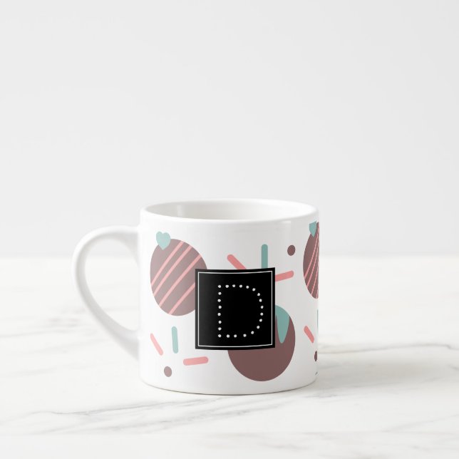 Cakepop Sprinkles Heart Confetti Pattern Monogram Espresso Cup (Left)