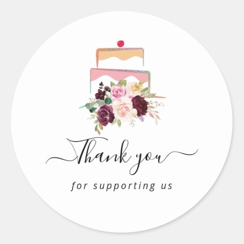 cakery watecolor floral classic round sticker