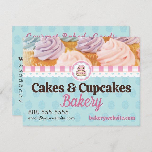 Cakes and Cupcakes Bakery Postcard (Front/Back)