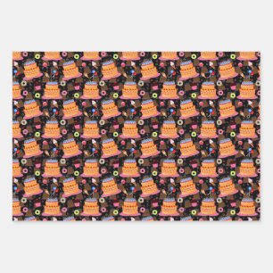 Cakes And Pastries Black Wrapping Paper Sheets