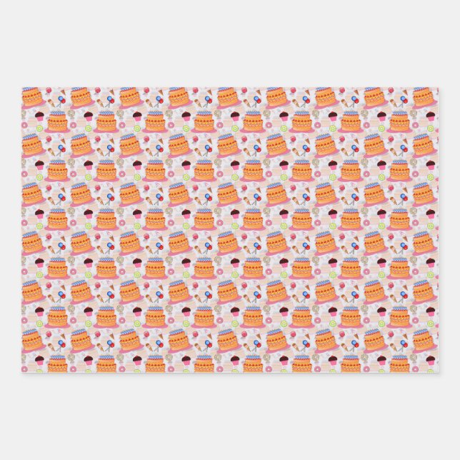 Cakes And Pastries Wrapping Paper Sheets (Front)