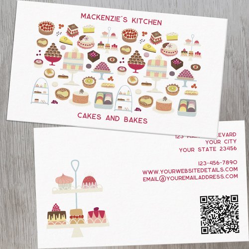 Cakes Baking Catering QR Code Business Card