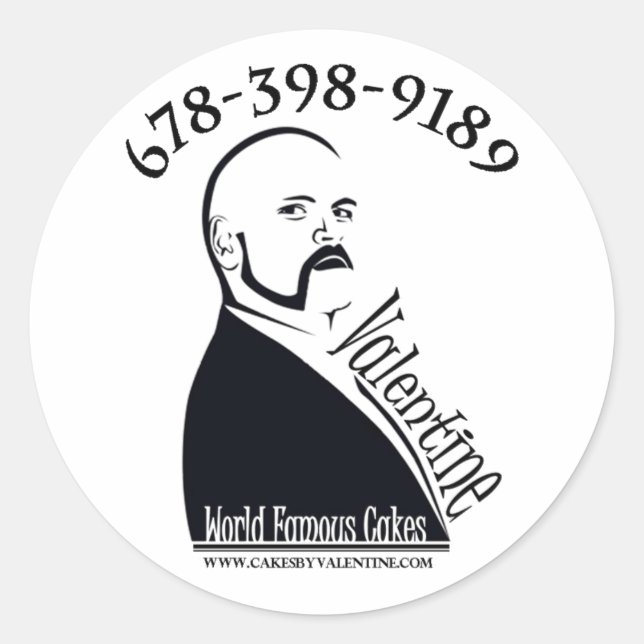 Cakes by Valentine Classic Round Sticker (Front)