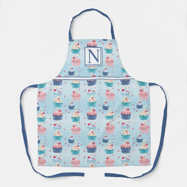 Cakes, Candles and Strawberries Customized Initial Apron (Front)