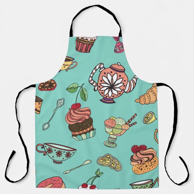Cakes Confections: Vintage Seamless Pattern Apron (Front)