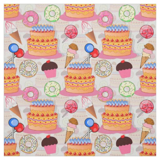  Cakes Cupcakes Lollipop Donuts Icecream Textile Fabric